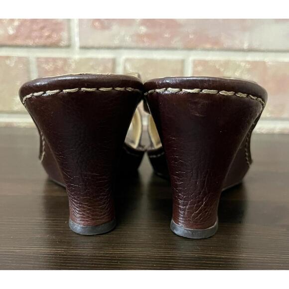 Born Sandals BrownLeather Open Toe Criss Cross Straps Platform Wedge Size 9 - Picture 4 of 9